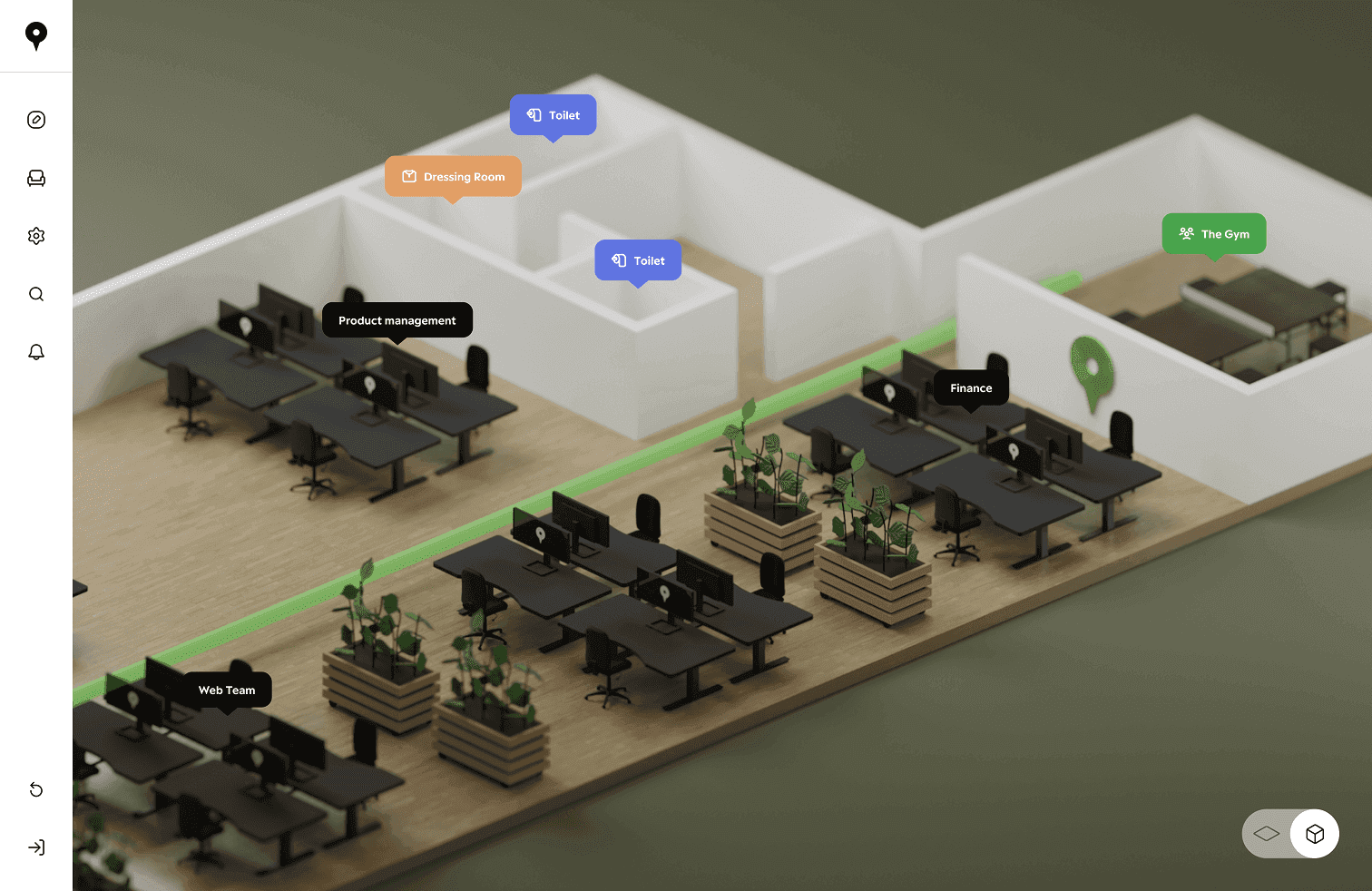 An early 3D map rendering with a new interface around it