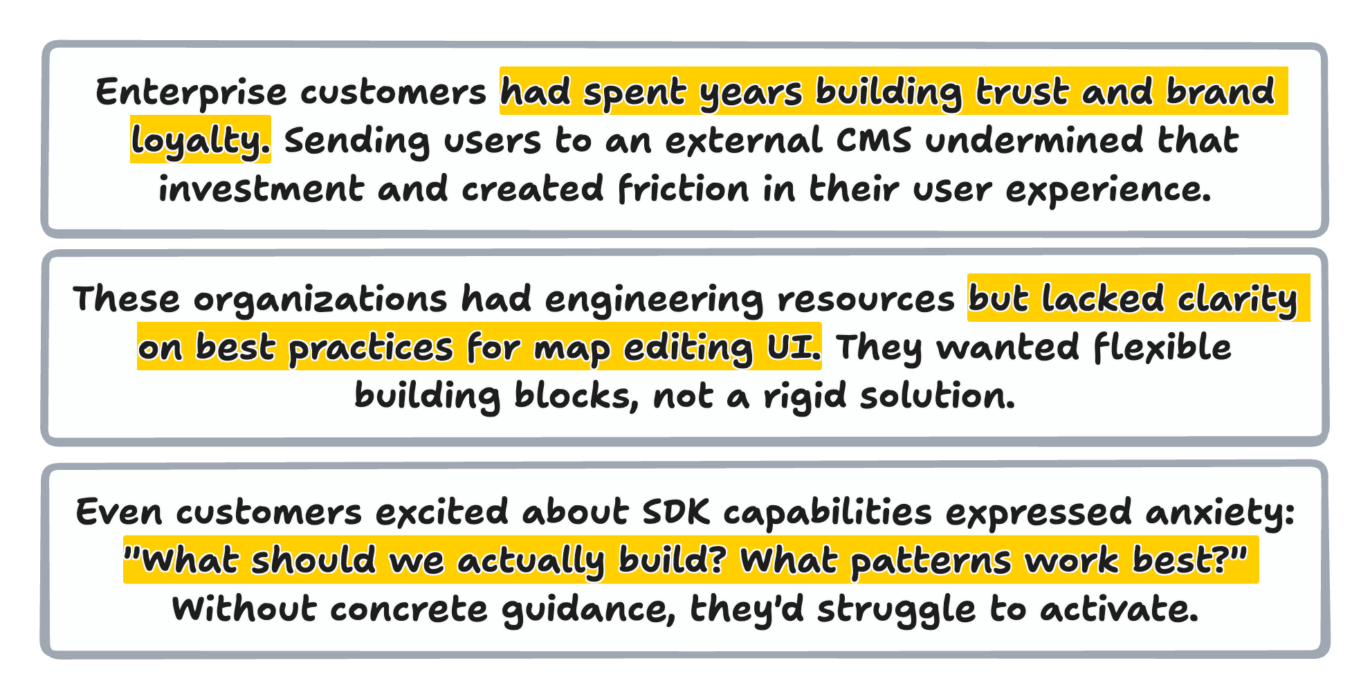 The overarching insights distilled from the interviews